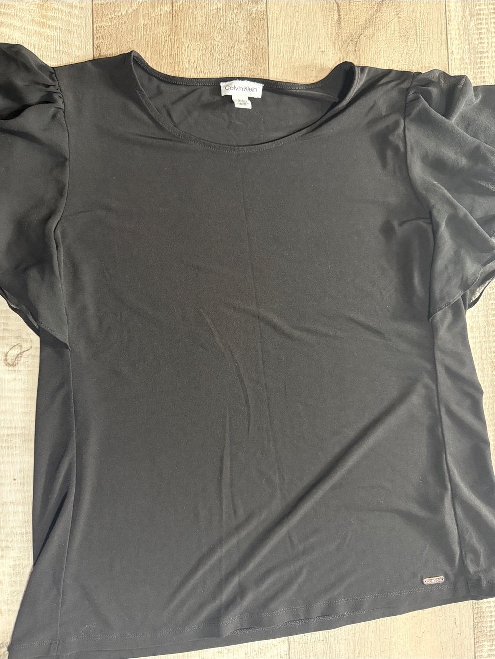 Calvin Klein Black Short-Sleeve Puff Shoulder Tee